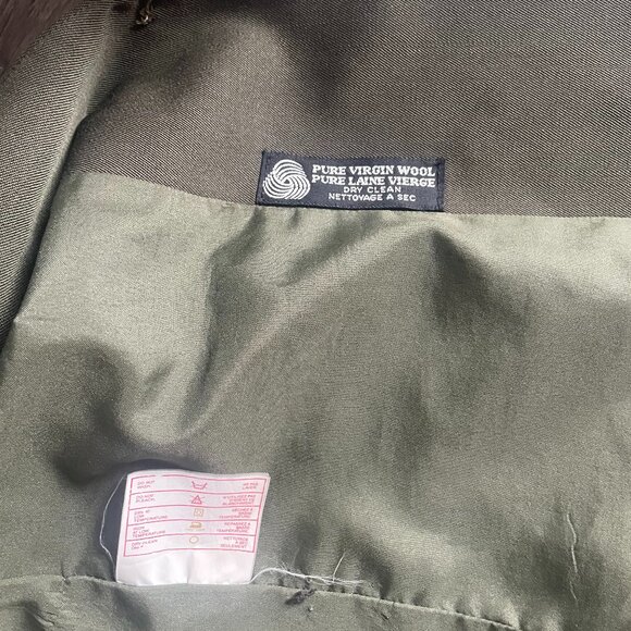 VINTAGE - Muted Olive Green Wool Blazer - Shoulder padded - Picture 4 of 7